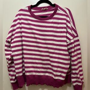 Peach Love California Fuchsia and Cream Striped Top